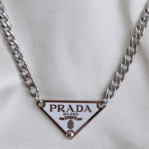 prada white|white Prada necklace.